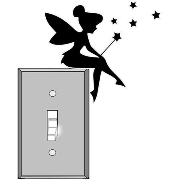 2 Pack Sticker Card Light Switch Vinyl Decal Sticker Tinkerbell Fairy - Picture 1 of 7